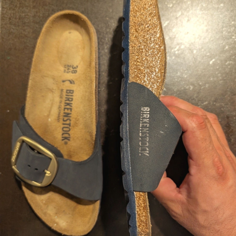 Birkenstock Women's Black Madrid Nubuck, Brass Buckle,Narrow Fit. W/ Box